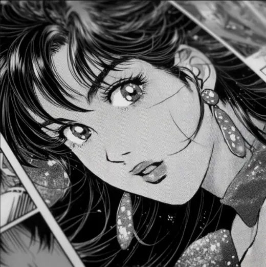 Halftone Manga Close-Up – AI image example