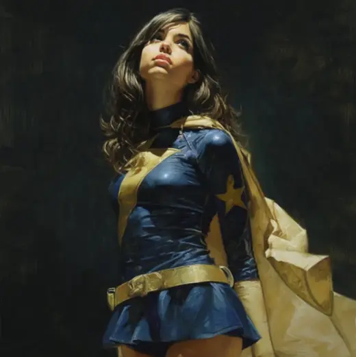 Oil-Painted Superheroine – AI image example