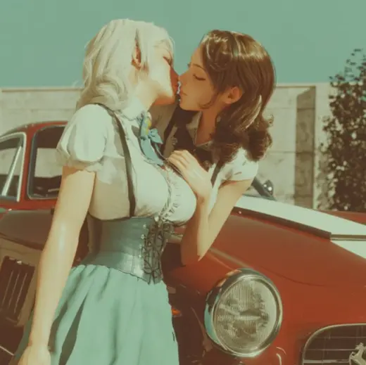 Red Car Kiss – AI image example